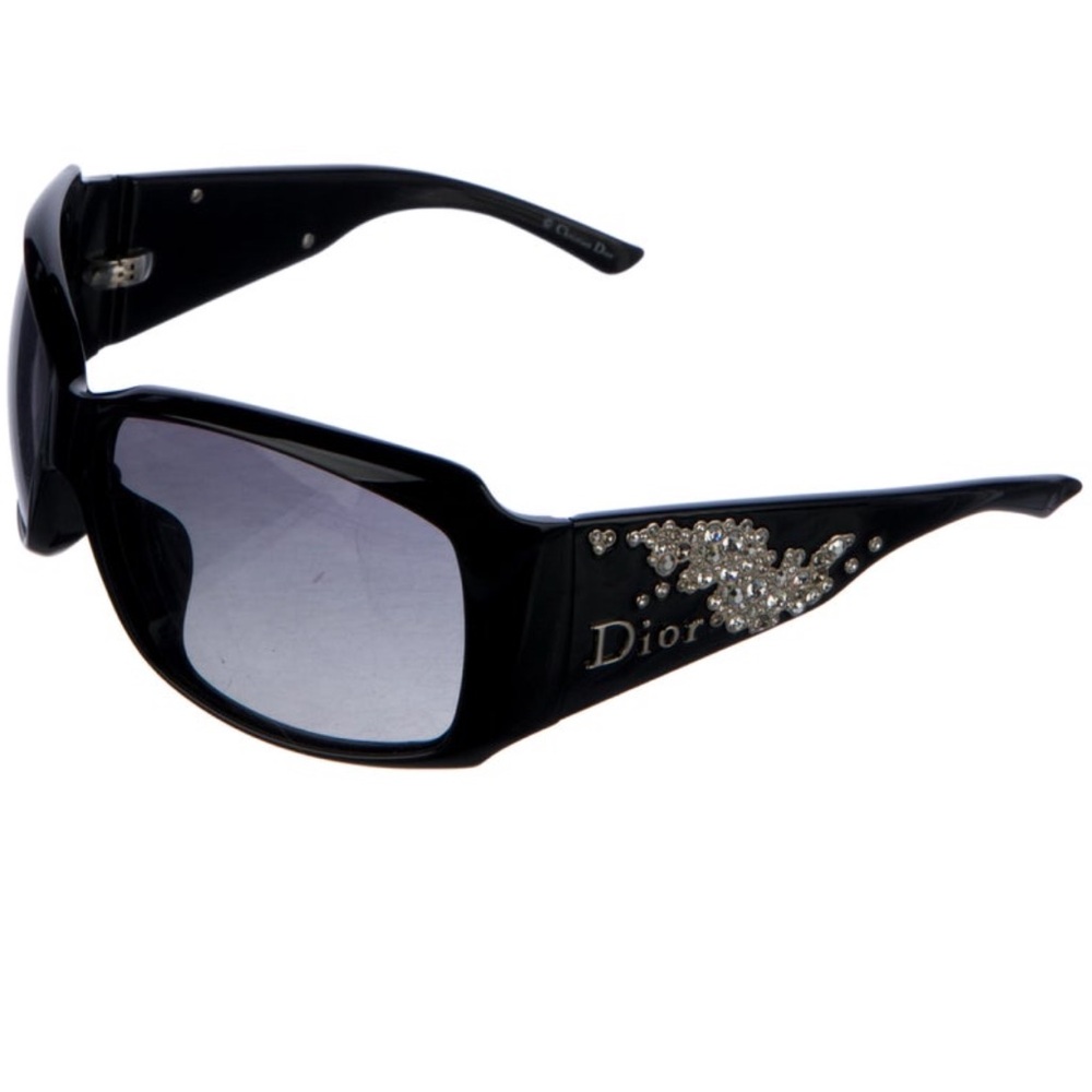 Dior Strassy 1 Logo Black Acetate Square Crystals Gradient Lenses